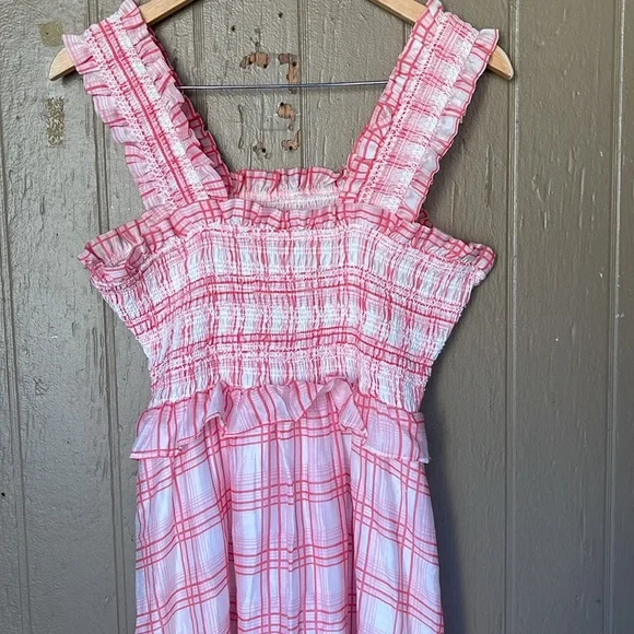 English Factory plaid ruffle midi dress in red - Picture 9 of 10